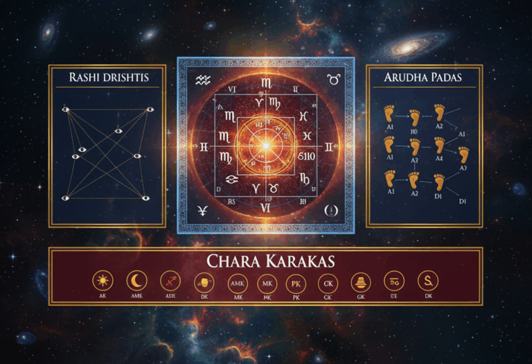 Jaimini Astrology Concepts: Rashi Drishtis, Arudha Padas & Chara Karakas