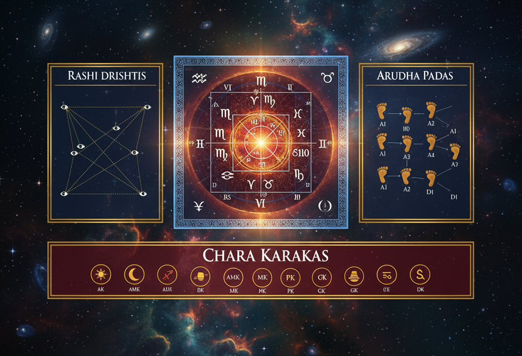 Jaimini Astrology Concepts: Rashi Drishtis, Arudha Padas & Chara Karakas